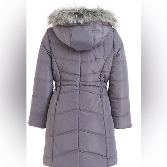 Girl's Faux Fur-Trim Hooded Long Puffer Coat - Picture 3 of 9